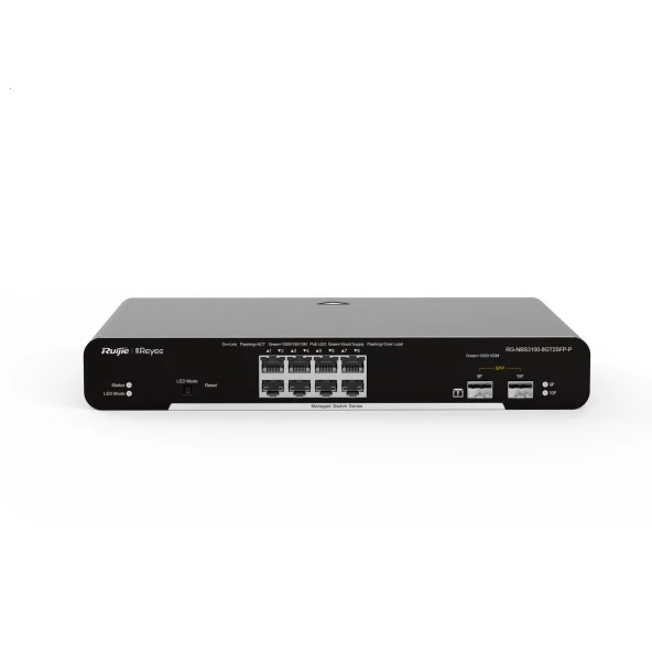 RUIJIE 8port 125w FULL PoE RG-NBS3100-8GT2SFP-P GIGABIT 2X SFP Yönetilebilir Switch ürün görseli