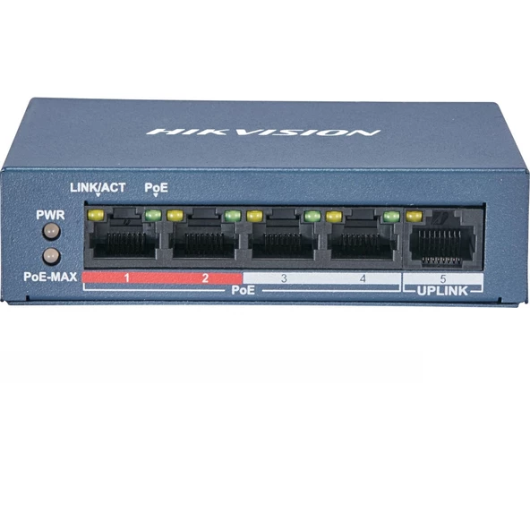 HIKVISION 4port 30w FULL PoE DS-3E0105P-E/M(B) 10/100 Yönetilemez Switch - 1