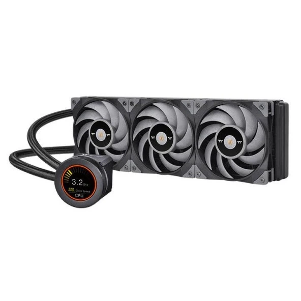 THERMALTAKE 360MM TOUGHLIQUID Ultra 360 CL-W323-PL12GM-B RGB LCD Ekranlı Pompa Sıvı Soğutmalı İşlemci Fanı AM5-1700p