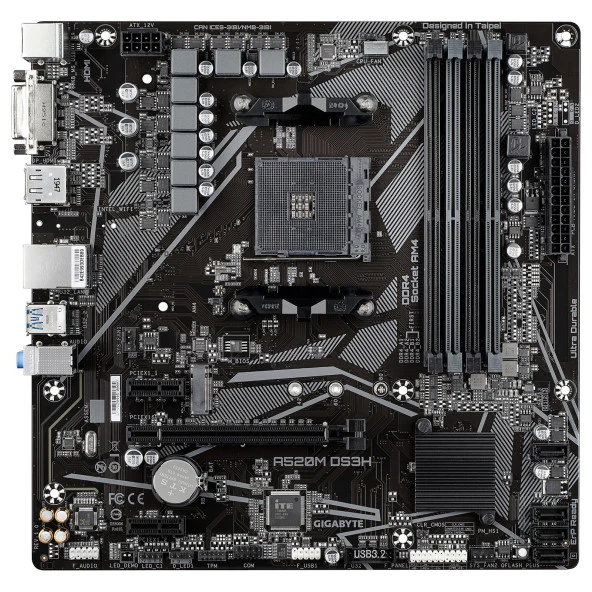 GIGABYTE A520M-DS3H DDR4 M2 PCIe NVME HDMI DVI DP PCIe 16X v3.0 AM4 mATX - Resim 4