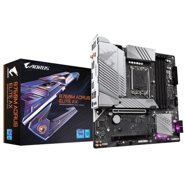 GIGABYTE B760M AORUS ELITE AX WIFI-6E DDR5 HDMI DP PCIe 16X v5.0 1700p mATX ürün görseli