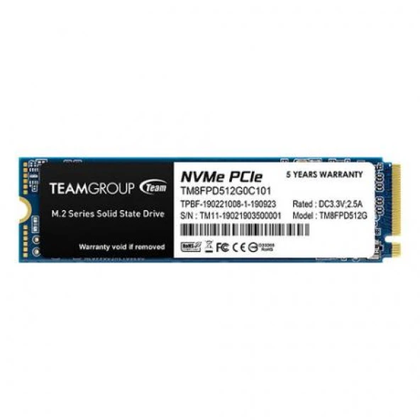 TEAM 512GB MP33 TM8FPD512G0C101 2400- 2100MB/s M2 PCIe NVMe Gen3 Disk