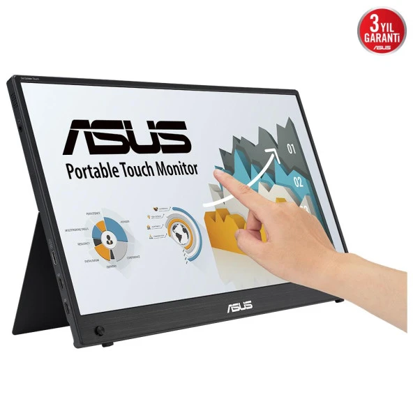 ASUS 15.6" DOKUNMATIK IPS ZENSCREEN MB16AHT 5MS HDMI-mHDMI TASINABILIR TYPE-C MONITOR DAHILI BATARYALI