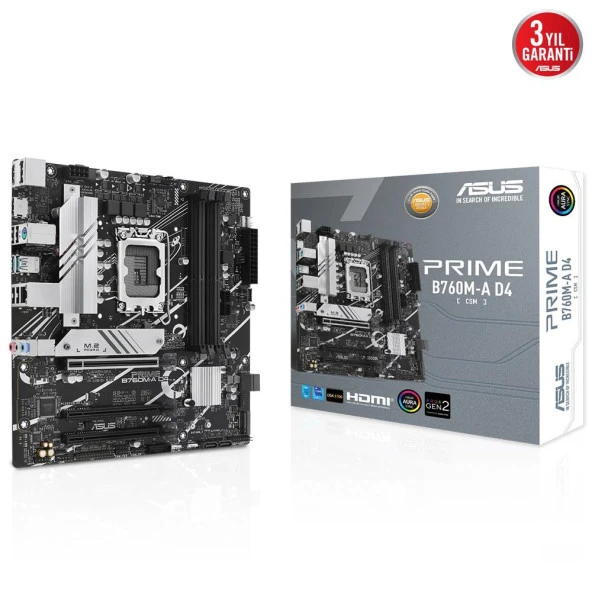 ASUS PRIME B760M-A D4-CSM DDR4 HDMI-DP PCIE 4.0 1700p mATX KURUMSAL ANAKART ürün görseli