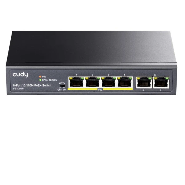 CUDY FS1006P 6 Port 10/100 60w 4port PoE Yönetilemez Switch ürün görseli