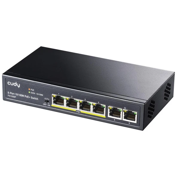 CUDY FS1006P 6 Port 10/100 60w 4port PoE Yönetilemez Switch - Resim 2