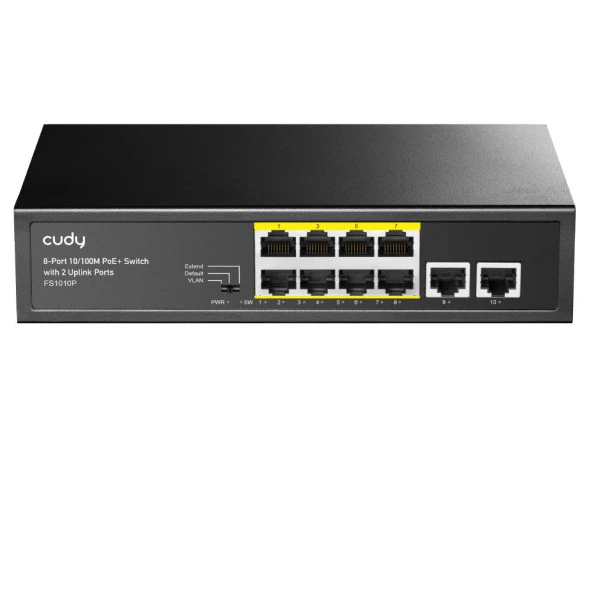 CUDY 8port 80w FULL PoE FS1010P 10/100 2x UPLINK Yönetilemez Switch - 1