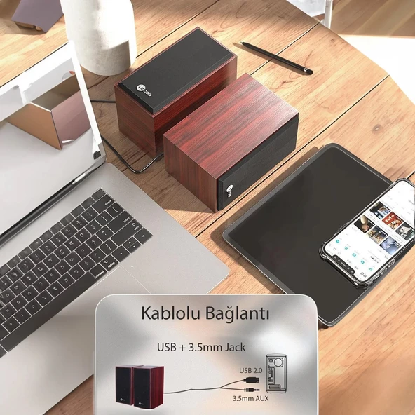 LENOVO LECOO DS105 1+1 Siyah 5w RMS Hoparlör Ahşap - 9