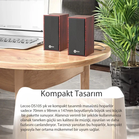 LENOVO LECOO DS105 1+1 Siyah 5w RMS Hoparlör Ahşap - 6