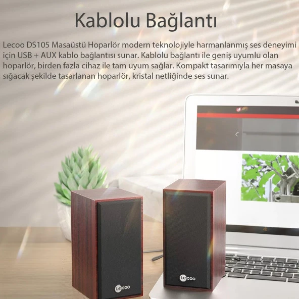 LENOVO LECOO DS105 1+1 Siyah 5w RMS Hoparlör Ahşap - 7