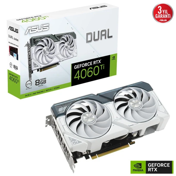 ASUS RTX4060TI 8GB DUAL RTX4060TI-O8G WHITE GDDR6 128bit HDMI DP PCIe 16X v4.0