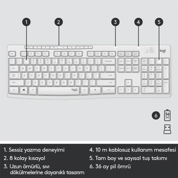 LOGITECH MK295 Kablosuz Klavye - Resim 6