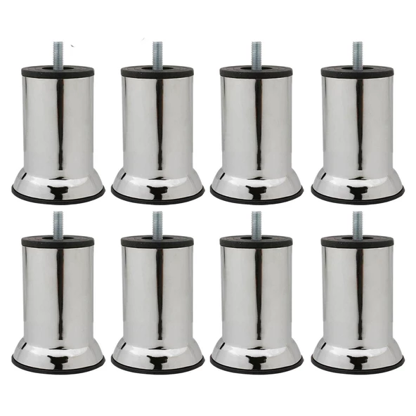 Mobilya Kanepe Baza Koltuk Destek Yükseltme Ayağı M8 Civatalı Krom Metal Ayakları 10 cm 8 Adet - Resim 7