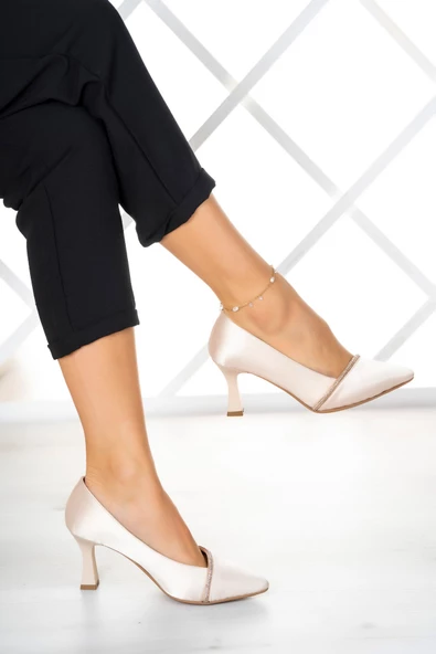 Erkan Saçmacı Darla Ten Saten Taşlı Abiye Ayakkabı