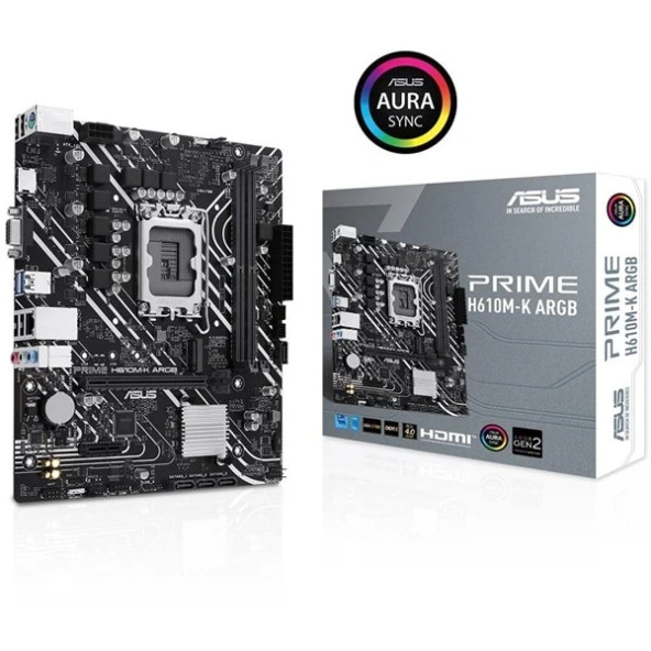 ASUS PRIME H610M-K D4 ARGB DDR4 HDMI PCIE 3.0 1700P MATX ürün görseli