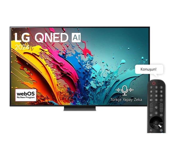 75 inç LG QNED QNED86 4K Smart TV AI Sihirli Kumanda HDR10 webOS24 2024
