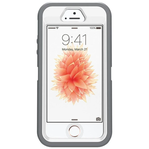OtterBox Iphone SE/5/5S Defender Kılıf Gri-Beyaz - Resim 3