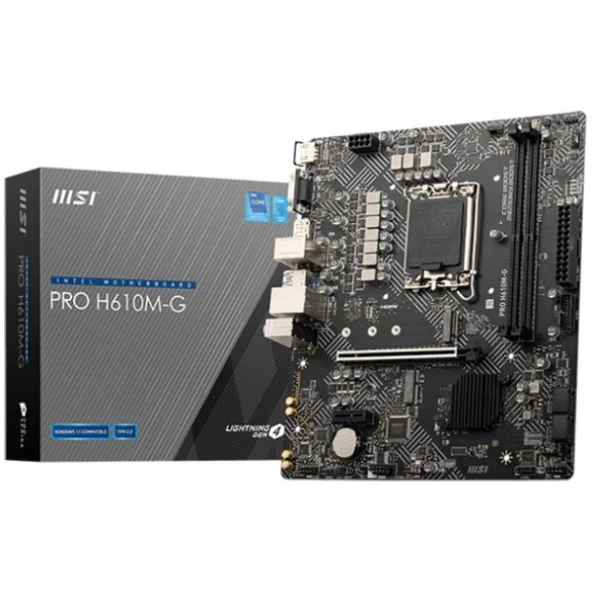 MSI PRO H610M-G DDR5 M2 PCIe NVME HDMI PCIe 16X v4.0 1700p mATX ürün görseli