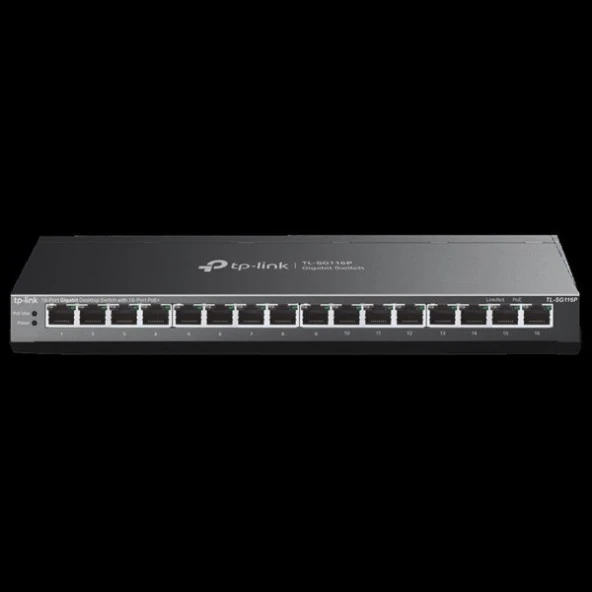 TP-LINK 16port TL-SG116P GIGABIT 120W FULL POE YÖNETİLEMEZ SWITCH ürün görseli