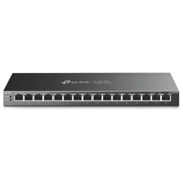 TP-LINK 16port TL-SG116P GIGABIT 120W FULL POE YÖNETİLEMEZ SWITCH - Resim 2