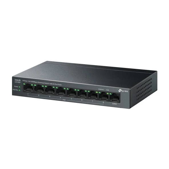 TP-LINK 8port LS109P 10/100 1-UPLINK 63W FULL POE YÖNETİLEMEZ SWITCH - Resim 3