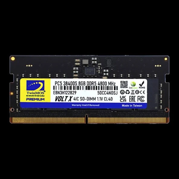 TWINMOS 8GB DDR5 4800MHZ NOTEBOOK RAM VALUE TMD58GB4800S40 ürün görseli