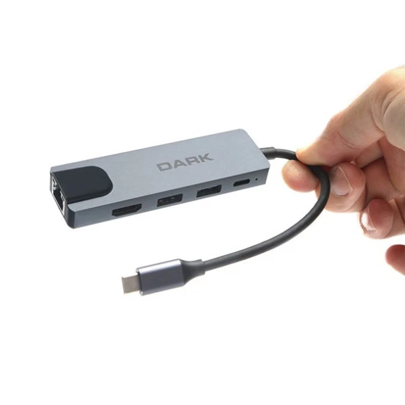 DARK DK-AC-U31X46 Type-C to Ethernet / HDMI / USB 3.0 - USB 2.0 / USB-C PD 65W Macbook Pro/Air & Notebook/Ultrabook için Port Çoklayıcı HUB - 4