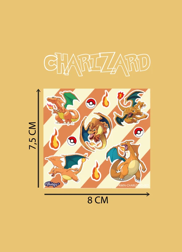 Charizard Pokemon sticker  2li set -mat kağıt- - 3