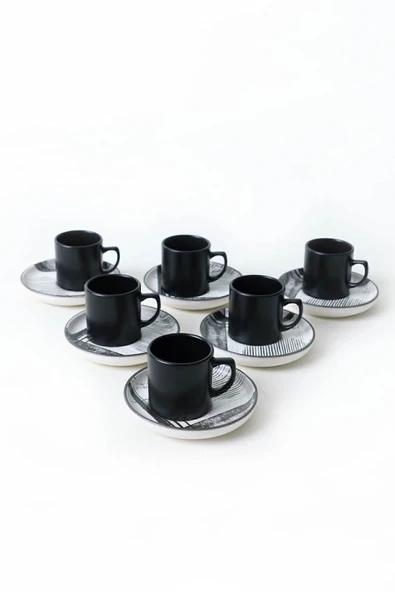 Keramika Keraart Shadowy Nordic Kahve Takımı 12 Parça 6 Kişilik 21784 - Resim 6