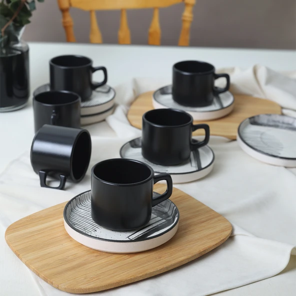 Keramika Keraart Shadowy Stackable Çay Takımı 12 Parça 6 Kişilik 21784