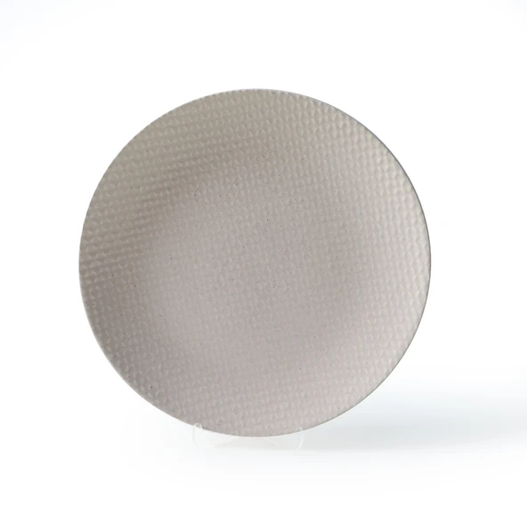Keramika Kumlu Krem Rölyefli Servis Tabağı 27 Cm 6 Adet Q32 - 8