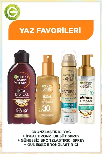 Bronzlaştırıcı Yağ + İdeal Bronzluk Süt Sprey + Güneşsiz Bronzlaştırıcı Sprey + Güneşsiz Bronzlaştırıcı