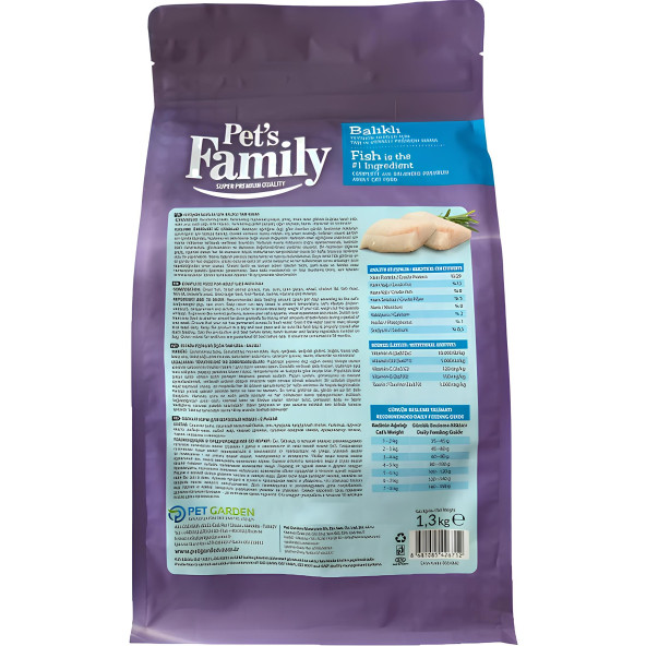 Pets Family Super Premium Balıklı Yetişkin Kedi Maması 1300 G - 2