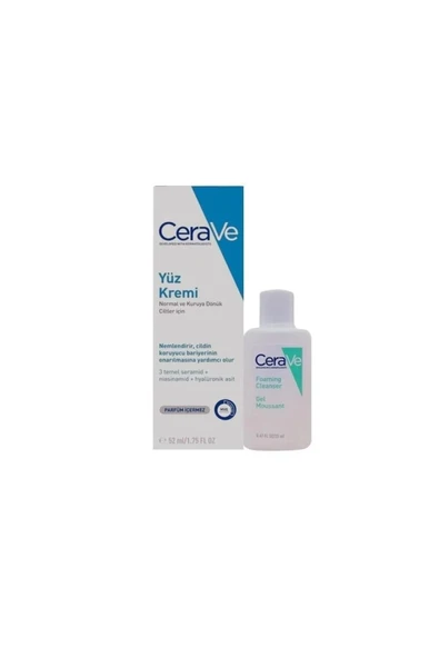 CERAVE Nemlendirici Yüz Kremi 52 ml Köpüren Temizleyici Hediyeli 20ml 8690595186030