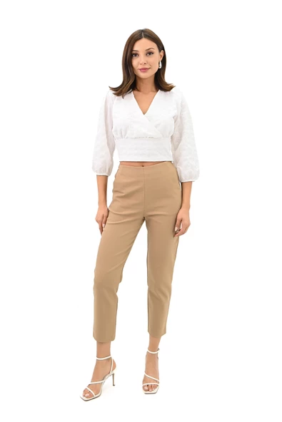 Kadın Balon Kol Detaylı Crop Gömlek 1719-25 - 2