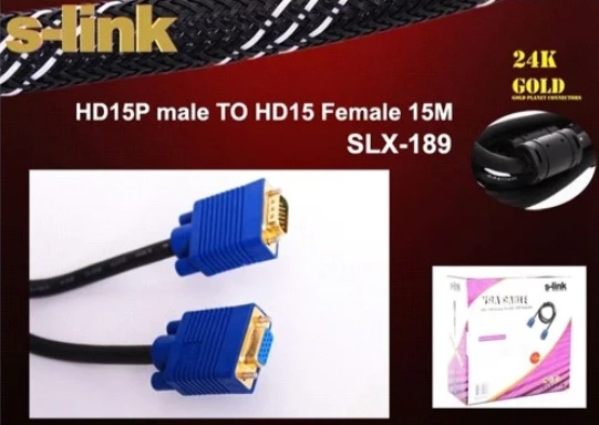 S-Lınk Kablo Vga 15M Slx-189 F/M (Erkek / Dişi ) 15Pin Monıtör Vga Uzatma Kablosu - 2