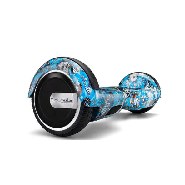 CityMate Elektrikli Kaykay Scooter Hoverboard 6.5 Inch Yaprak Grafity Desenli Akıllı D020