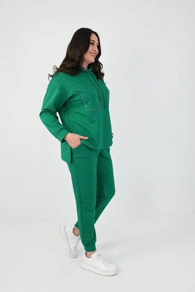 Kadın Büyük Beden Çift Cep Detaylı Eşofman Takımı 8081-24 - 7