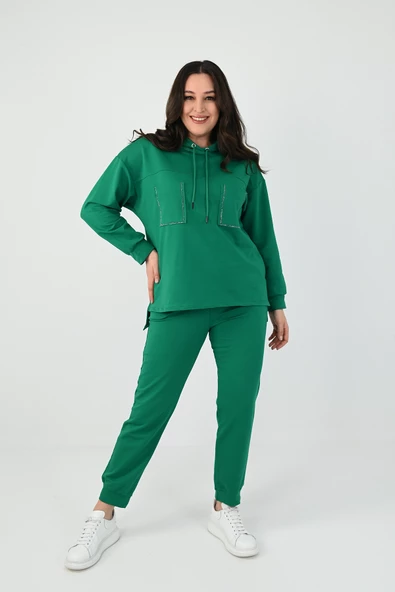 Kadın Büyük Beden Çift Cep Detaylı Eşofman Takımı 8081-24 - 6