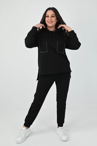 Kadın Büyük Beden Çift Cep Detaylı Eşofman Takımı 8081-24 - 5