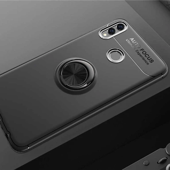 Huawei Honor 8C Kılıf Kamera Çıkıntılı Renkli Yüzüklü Standlı Mıknatıslı Kapak (RAVEL)