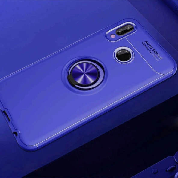 Huawei P20 Lite Kılıf Kamera Çıkıntılı Renkli Yüzüklü Standlı Mıknatıslı Kapak (RAVEL)