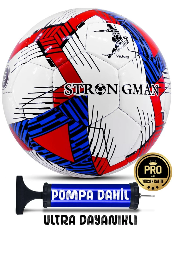 Telvesse Futbol Topu Pompalı Set Profesyonel El Dikişli Dayanıklı Sert Zemin Halı Saha Topu 701 No:5
