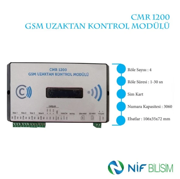 CMR1200 Gsm Uzaktan Kontrol Modülü 4 Röle RELAY Cep Telefonu İle Bariyer Kapı Motor Açma Röle Switch