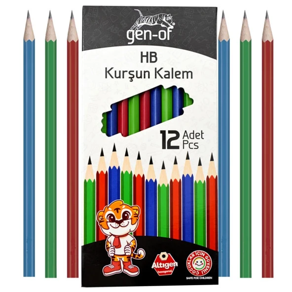 Gen-Of HB Köşeli Kurşun Kalem (GEN-6000) 12 Adet - 2