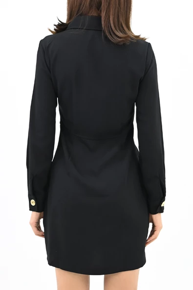 Kadın Gold Düğme Detaylı Elbise 5209-24 - 5