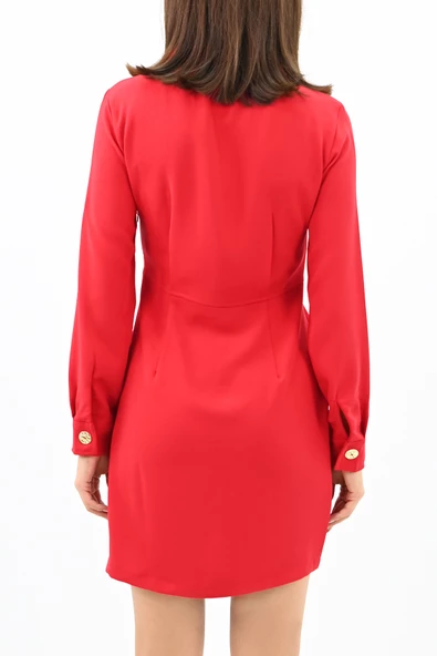 Kadın Gold Düğme Detaylı Elbise 5209-24 - 10