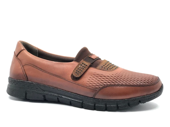 Marka 67 Hakiki Deri Ortapedik Casual Kadın Babet - Resim 4