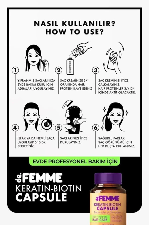 De Femme Saç Bakım Proteini /dökülmelere Ve Yıpranmalara Karşı Hair Profosyonel Saç Bakımı Özel Ürün - 3