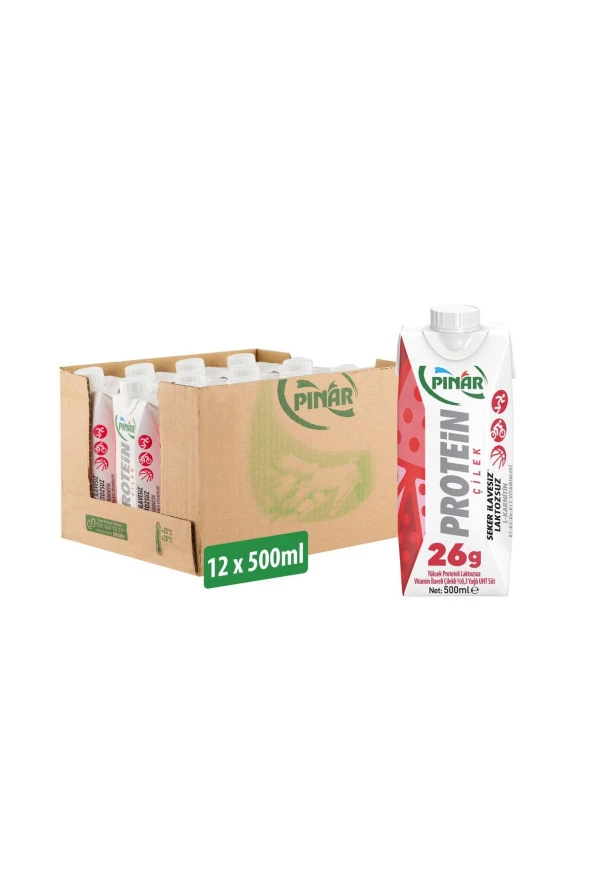 Pınar Çilekli Protein Süt 500 ml X 12 Adet